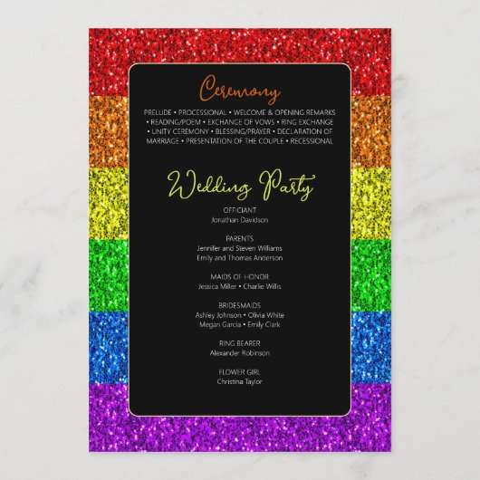 LGBT-Fahne Regenbogen-Glitzern Programm (Rückseite)