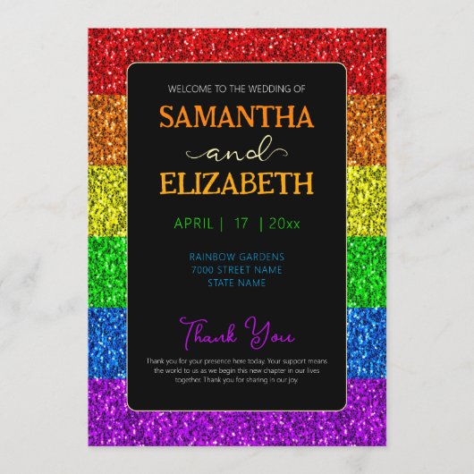 LGBT-Fahne Regenbogen-Glitzern Programm (Vorderseite)