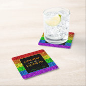 LGBT-Fahne Regenbogen-Glitzern Rechteckiger Pappuntersetzer (Vor Ort)