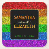 LGBT-Fahne Regenbogen-Glitzern Rechteckiger Pappuntersetzer (Vorderseite)