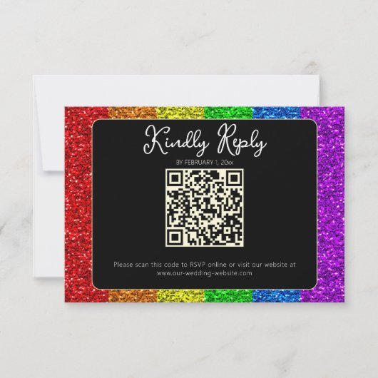 LGBT-Fahne Regenbogen-Glitzern RSVP Karte (Vorderseite)