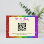 LGBT-Fahne Regenbogen-Glitzern RSVP Karte (Stehend Vorderseite)