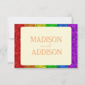 LGBT-Fahne Regenbogen-Glitzern RSVP Karte (Rückseite)