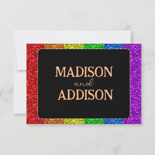 LGBT-Fahne Regenbogen-Glitzern RSVP Karte (Rückseite)