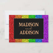 LGBT-Fahne Regenbogen-Glitzern RSVP Karte (Rückseite)