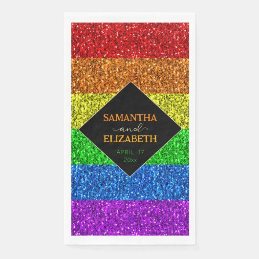 LGBT-Fahne Regenbogen-Glitzern Serviette (Vorderseite)