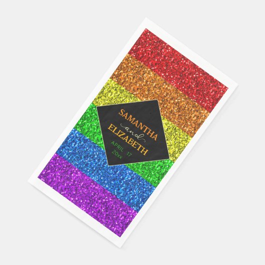 LGBT-Fahne Regenbogen-Glitzern Serviette (Ecke)