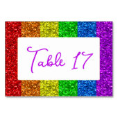 LGBT-Fahne Regenbogen-Glitzern Tischnummer (Vorderseite)