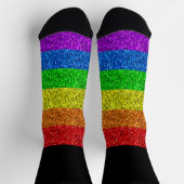 LGBT-Fahne strahlender Regenbogen-Glitzer funkelt Socken (Oben)