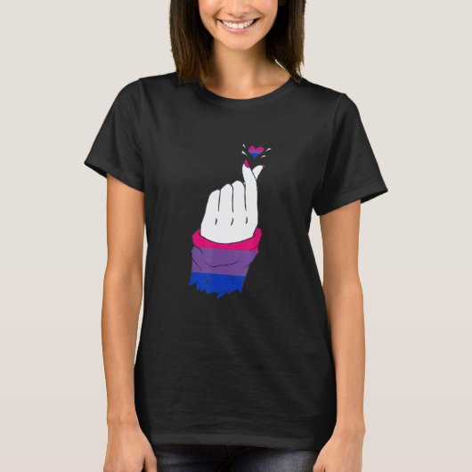 LGBT Finger Heart Bisexual LGBTQ Bisexual Flag Bis T-Shirt (Vorderseite)