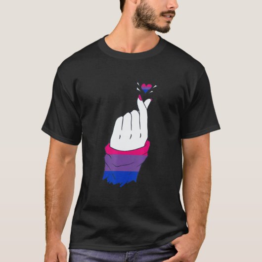LGBT Finger Heart Bisexual LGBTQ Bisexual Flag Bis T-Shirt (Vorderseite)