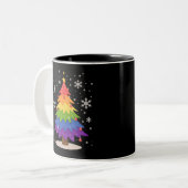 LGBT Flag Christmas Tree Merry Xmas Gay Pride  Zweifarbige Tasse (Vorderseite Links)
