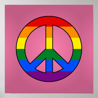 LGBT flag peace sign poster