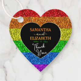 LGBT Flag Regenbogen Glitzern Hochzeit Danke Geschenkanhänger
