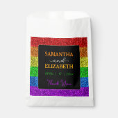 LGBT Flag Regenbogen Glitzern Hochzeit Danke Geschenktütchen (Vorderseite)