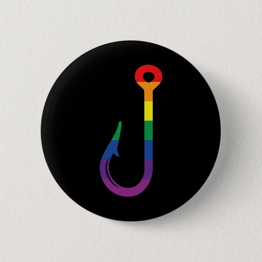 Lgbt-Flagge Angelhaken Schwuler Angler Queer Pride Button (Vorderseite)