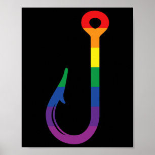 Lgbt-Flagge Angelhaken Schwuler Angler Queer Pride Poster