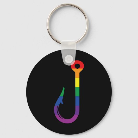 Lgbt-Flagge Angelhaken Schwuler Angler Queer Pride Schlüsselanhänger (Vorderseite)