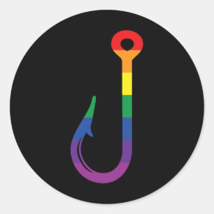 Lgbt-Flagge Angelhaken Schwuler Angler Queer Stolz Runder Aufkleber
