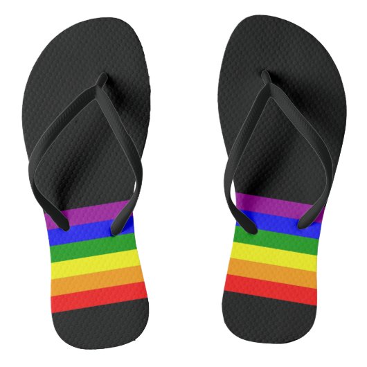 LGBT-Flagge auf Schwarz Badesandalen (Fußbett)