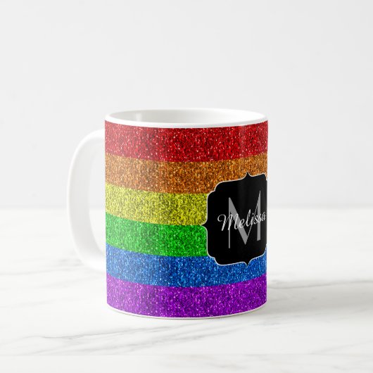 LGBT-Flagge - dynamische Glitzern Kaffeetasse (Vorderseite Links)