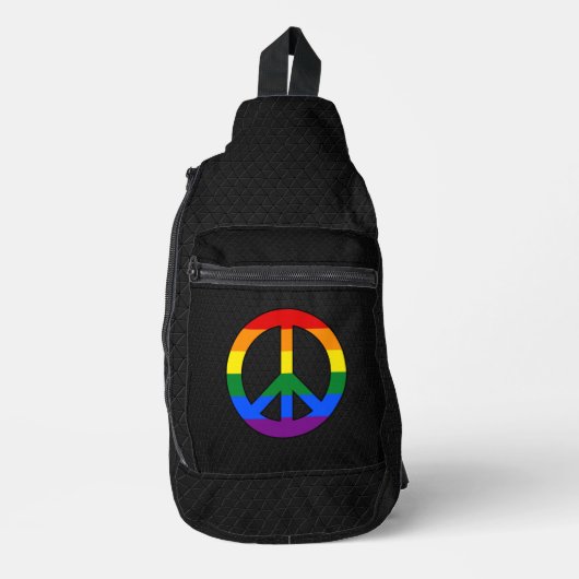 LGBT-Flagge Friedenszeichen Crossbody Bag (Vorderseite)