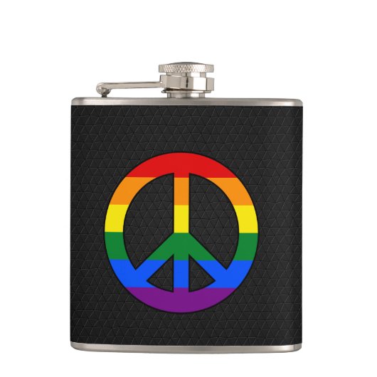 LGBT-Flagge Friedenszeichen Flasche Flachmann (Vorderseite)