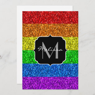 LGBT-Flagge lebende Glitzern Einladung Monogramm