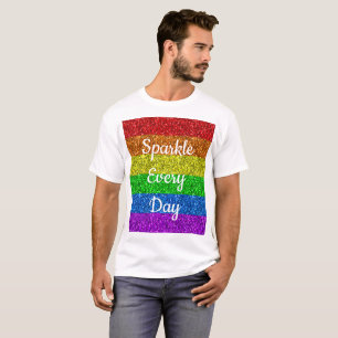 LGBT-Flagge lebendig Funkeln jeden Tag Text anpass T-Shirt
