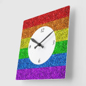 LGBT-Flagge lebendige Glitzern mit Zahlen Quadratische Wanduhr (Winkel)