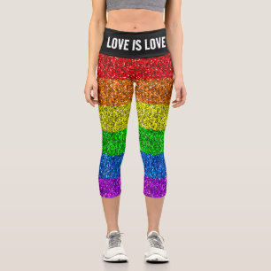 LGBT-Flagge lebendiges Regenbogen-Glitter Liebe is Capri Leggings