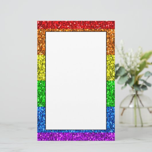 LGBT-Flagge lebhafte Glitzern für Regenbogen-Glitz Briefpapier (Stehend Vorderseite)