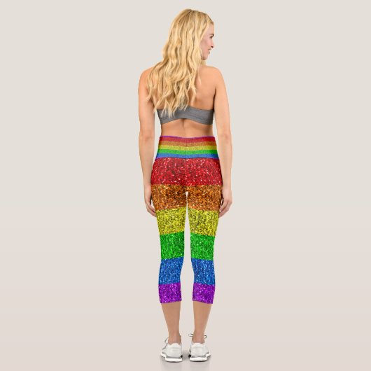 LGBT-Flagge lebhafte Glitzern für Regenbogen-Glitz Capri Leggings (Rückseite)