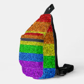 LGBT-Flagge lebhafte Glitzern für Regenbogen-Glitz Crossbody Bag (Rechte Ecke)