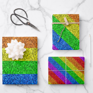 LGBT-Flagge lebhafte Glitzern für Regenbogen-Glitz Geschenkpapier Set