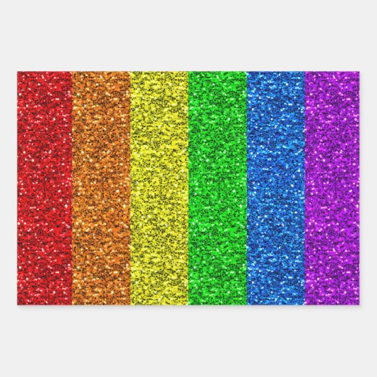 LGBT-Flagge lebhafte Glitzern für Regenbogen-Glitz Geschenkpapier Set (Vorderseite)