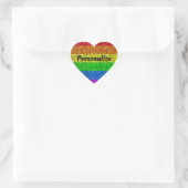 LGBT-Flagge lebhafte Regenbogen-Glitzern personali Herz-Aufkleber (Tasche)