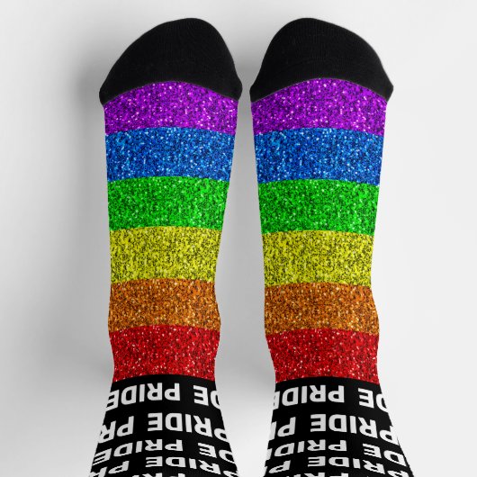 LGBT-Flagge lebhafter Glitzer-Funkelmusterstolz Socken (Oben)