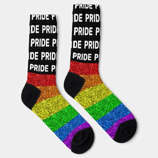 LGBT-Flagge lebhafter Glitzer-Funkelmusterstolz Socken (Rechts)