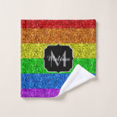 LGBT-Flagge lebhafter Regenbogen-Glitzer Funkeln M Badhandtuch Set (Waschlappen)