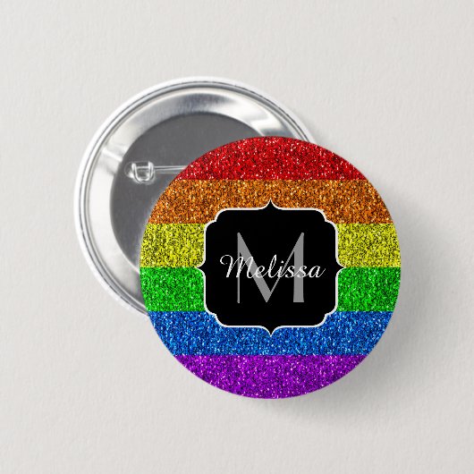 LGBT-Flagge lebhafter Regenbogen-Glitzer Funkeln M Button (Vorne & Hinten)