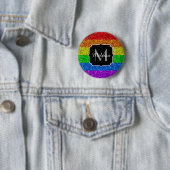 LGBT-Flagge lebhafter Regenbogen-Glitzer Funkeln M Button (Beispiel)