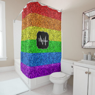 LGBT-Flagge lebhafter Regenbogen-Glitzer Funkeln M Duschvorhang