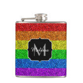 LGBT-Flagge lebhafter Regenbogen-Glitzer Funkeln M Flachmann (Vorderseite)