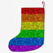 LGBT-Flagge lebhafter Regenbogen-Glitzer Funkeln M Kleiner Weihnachtsstrumpf (Rückseite)