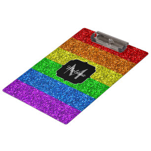 LGBT-Flagge lebhafter Regenbogen-Glitzer Funkeln M Klemmbrett