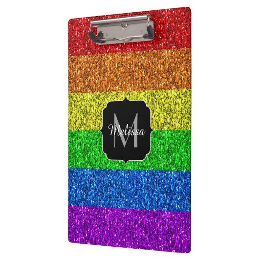 LGBT-Flagge lebhafter Regenbogen-Glitzer Funkeln M Klemmbrett (Links)