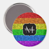 LGBT-Flagge lebhafter Regenbogen-Glitzer Funkeln M Magnet (Vorderseite/Rückseite)