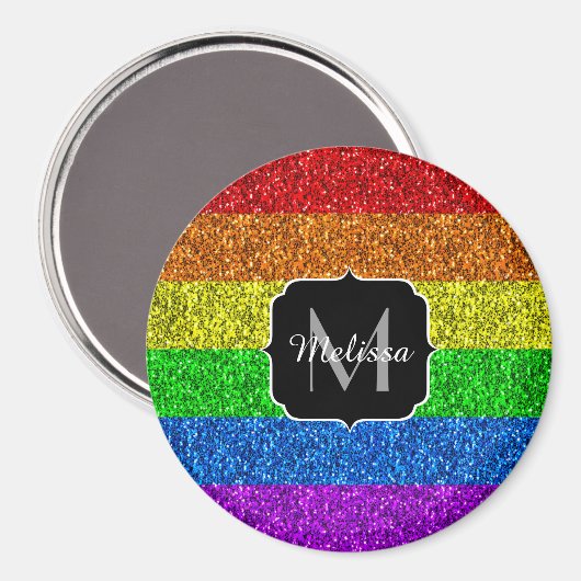 LGBT-Flagge lebhafter Regenbogen-Glitzer Funkeln M Magnet (Vorderseite/Rückseite)