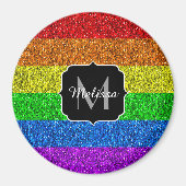 LGBT-Flagge lebhafter Regenbogen-Glitzer Funkeln M Magnet (Vorne)